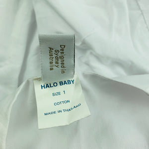 Girls Halo Baby, white lined lightweight cotton party dress, GUC, size 1