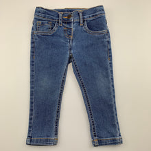 Load image into Gallery viewer, Girls H&amp;T, blue stretch denim jeans, adjustable, GUC, size 1
