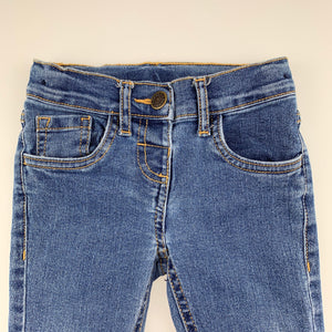 Girls H&T, blue stretch denim jeans, adjustable, GUC, size 1