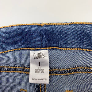 Girls H&T, blue stretch denim jeans, adjustable, GUC, size 1