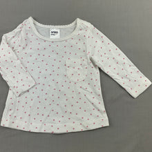 Load image into Gallery viewer, Girls Anko Baby, white cotton long sleeve t-shirt / top, hearts, EUC, size 000