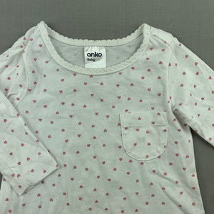 Girls Anko Baby, white cotton long sleeve t-shirt / top, hearts, EUC, size 000