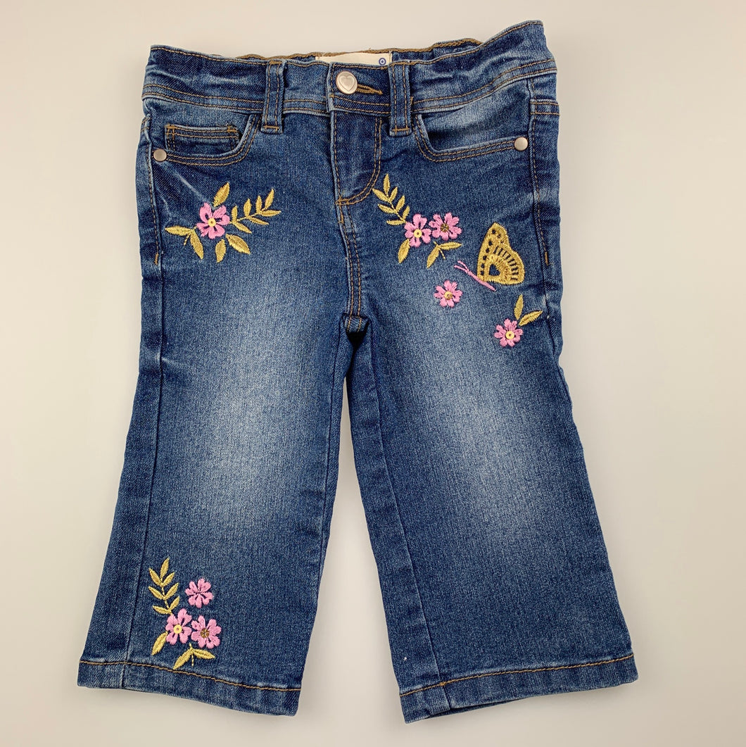 Girls Target, stretch denim cropped jeans, adjustable, Inside leg: 22cm, EUC, size 1