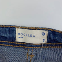 Load image into Gallery viewer, Girls Target, stretch denim cropped jeans, adjustable, Inside leg: 22cm, EUC, size 1