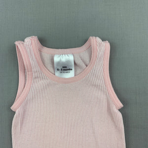 Girls Target, pink ribbed cotton singlet / t-shirt / top, GUC, size 000