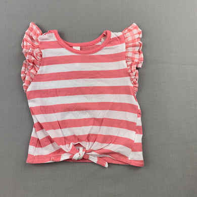 Girls Dymples, pink & white cotton t-shirt / top, EUC, size 00