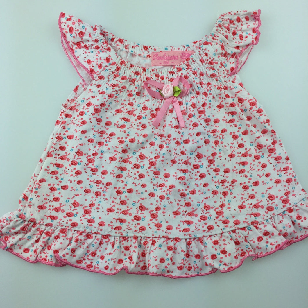 Girls Cantarana, summer floral flutter sleeve top, EUC, size 6 months