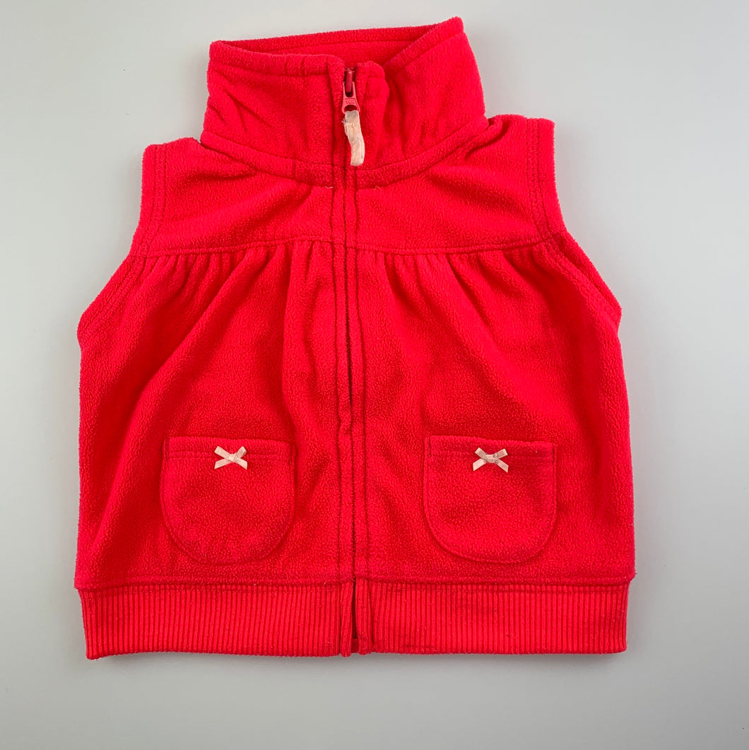 Girls Carter's, lightweight fleece vest, FUC, size 6 months