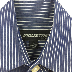 Boys Industrie, blue & white striped long sleeve cotton shirt, EUC, size 2