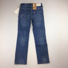 Load image into Gallery viewer, Girls H&amp;M, slim-fit, stretch embroidered jeans, adjustable waist, NEW, size 5