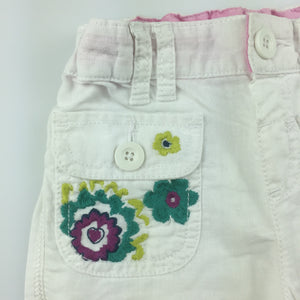 Girls M&S Autograph, linen / cotton blend pants with adjustable waist, GUC, size 2