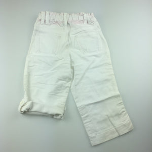 Girls M&S Autograph, linen / cotton blend pants with adjustable waist, GUC, size 2
