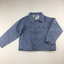 Load image into Gallery viewer, Boys Baby Lamb, blue lightweight cotton jacket, popper fastening , GUC, size 6