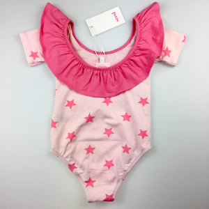 Girls Seed, ice pink star yardage bodysuit.<p>This neat-fitting bodysuit comes with a frill detail at the neckline, and is completed with a simple star pattern for a fun style that's easy to pair with her favourite skirts and tutus. Made from a cotton/elastane blend, NEW, size 3