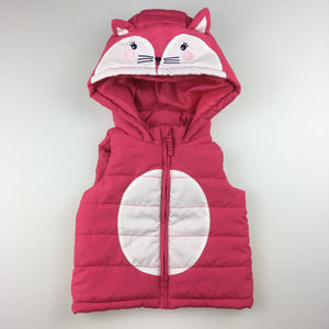 Girls Target, pink and white puffer vest, animal design, EUC, size 00