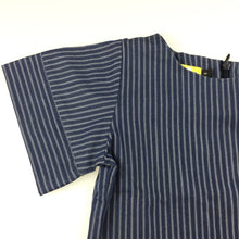 Load image into Gallery viewer, Girls Chalk n Cheese, blue, white stripe, cotton, back zip dress, GUC, size 4
