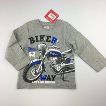 Load image into Gallery viewer, Boys Ollie&#39;s Place, long sleeve t-shirt with motorbike print, 100% cotton, NEW, size 1