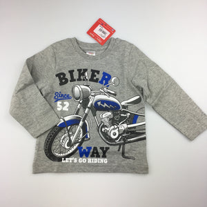 Boys Ollie's Place, long sleeve t-shirt with motorbike print, 100% cotton, NEW, size 1