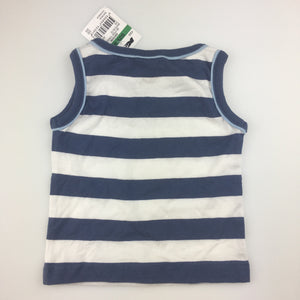 Boys Tiny Little Wonders, cotton singlet / tank top, blue and white stripe , NEW, size 000