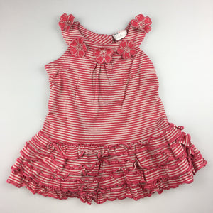 Girls jack & milly, pink stripe, summer / party dress, flowers, GUC, size 0