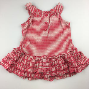 Girls jack & milly, pink stripe, summer / party dress, flowers, GUC, size 0