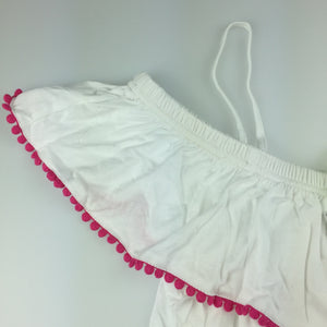 Girls Seed, trim cami, soft top, cotton blend.<p>This soft top features a cold shoulder design for a polished summer look.<p>Complete with an elasticised hem and contrast fuschia pom poms, pair it with her favourite jeans for an easy casual look.<p>Made from a cotton/modal blend, NEW, size 14