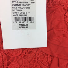 Load image into Gallery viewer, Girls witchery, scarlet lace frill shorts, adjustable waist, NEW, size 8