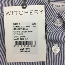 Load image into Gallery viewer, Boys witchery, lightweight cotton blue stripe dress shirt, NEW, size 5