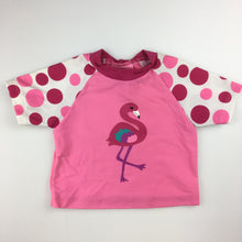 Load image into Gallery viewer, Girls Wave Zone, pink swim top / rashie, flamingo, GUC, size 000