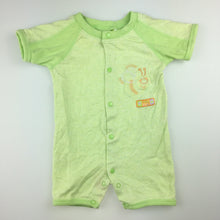 Load image into Gallery viewer, Unisex babykids, green cotton romper / playsuit, FUC, size 000