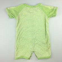 Load image into Gallery viewer, Unisex babykids, green cotton romper / playsuit, FUC, size 000