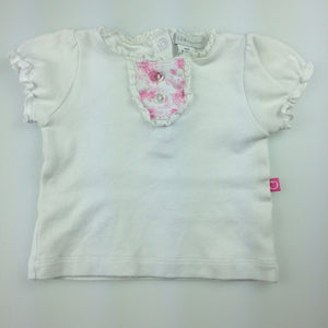 Girls Plum Precious, white cotton short sleeve shirt / top, GUC, size 000