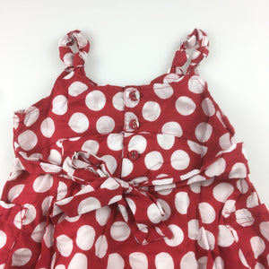 Girls Sprout, lined cotton party dress, red & white spots, GUC, size 1