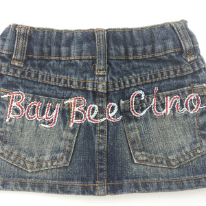 Girls Bay Bee Cino, denim skirt with adjustable waist, GUC, size 1