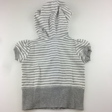 Load image into Gallery viewer, Girls Target, grey &amp; white stripe short sleeve hoodie zip-up top, GUC, size 1