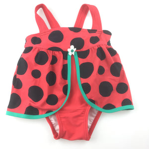 Girls Sprout, one piece ladybird print swimming costume, GUC, size 1