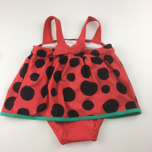 Girls Sprout, one piece ladybird print swimming costume, GUC, size 1