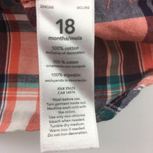 Load image into Gallery viewer, Boys Carter&#39;s, long sleeve check shirt with embroidered elephant on pocket, EUC, size 18 months