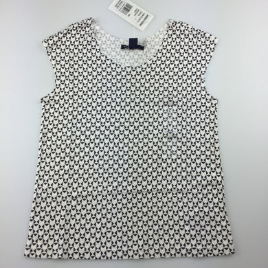 Girls Gap Kids, black and white print cotton top, NEW, size 6-7